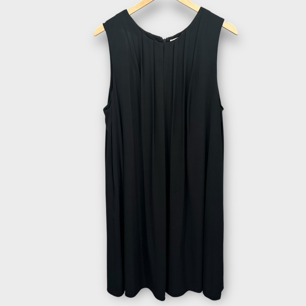 Calvin Klein Plus Shift Slinky Stretch Sleeveless‎ Pleated Black Lined Size 1X